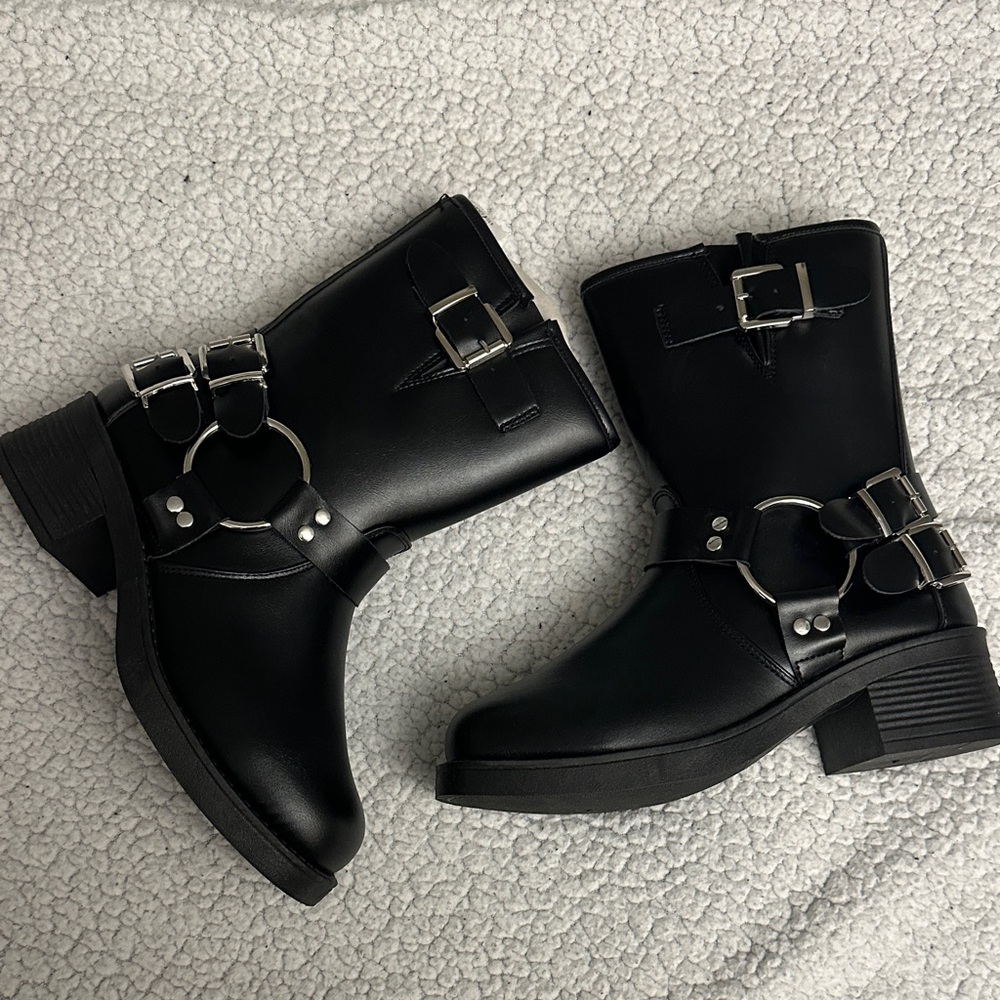 Black Buckle Ankle Boots